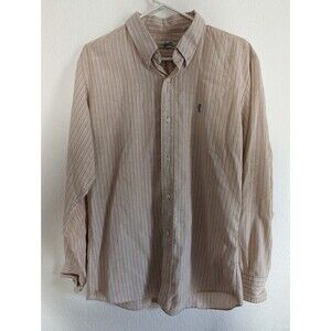 Levi’s Vintage Beige White Pinstripe Embroidered Cowboy Button Up Shirt Large